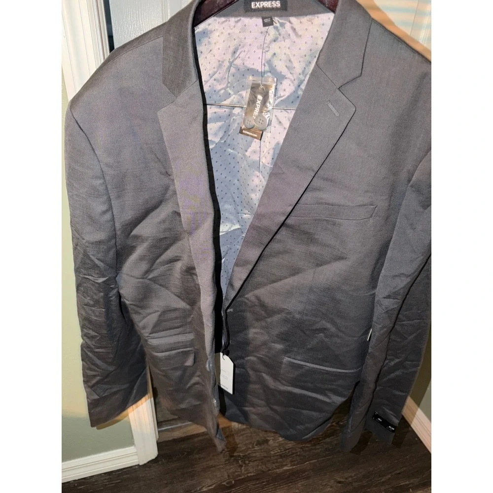 Express Mens Slim Fit Suit Jacket Charcoal Gray Blazer‎ 48S New With Tags